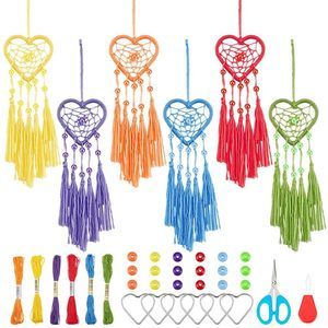 6 Set Diy Small Dream Catcher Kit Rainbow Heart Dream Catchers Diy Heart🌟